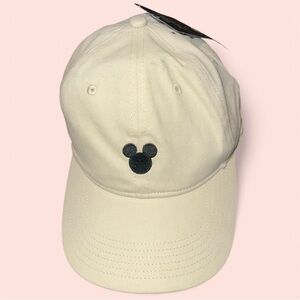 - Cream Baseball Cap with Black Mickey Mouse Logo